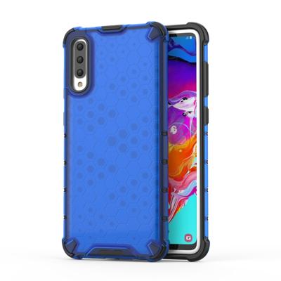 Schokbestendig honingraat PC + TPU Case voor Galaxy A70 (blauw)