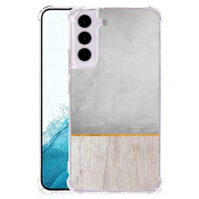 Samsung Galaxy S22 Stevig Telefoonhoesje Wood Concrete Samsung Galaxy S22 Stevig Telefoonhoesje Wood Concrete