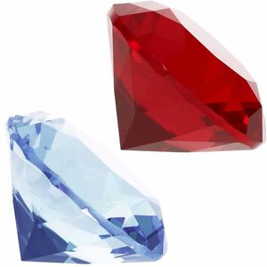 Nep edelstenen/diamanten van glas 5 cm doorsnede rood en lichtblauw