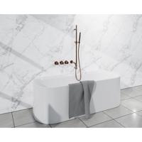Fortifura Nebbio Badcombinatie-set - thermostaatkraan - inbouwdeel - glijstang - gladde doucheslang - staaf handdouche - uitbreiding inbouwdeel - uitloop - geborsteld koper SW1183069 SW1111533 SW799407 SW970046 SW1183076 SW