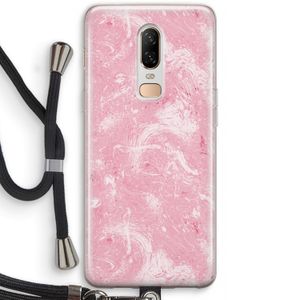 Abstract Painting Pink: OnePlus 6 Transparant Hoesje met koord