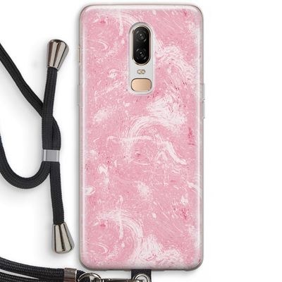 Abstract Painting Pink: OnePlus 6 Transparant Hoesje met koord