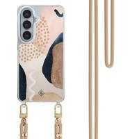 Samsung Galaxy S26 hoesje met beige koord - Abstract dots
