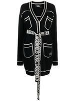 Karl Lagerfeld logo-print belted cardigan - Noir - thumbnail