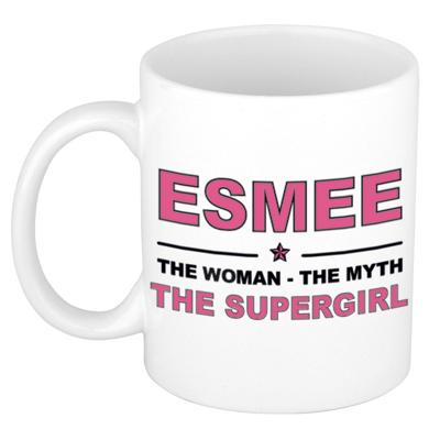 Esmee cadeau mok - Woman Myth Supergirl - naam koffiemok - 300 ml - collega - moederdag