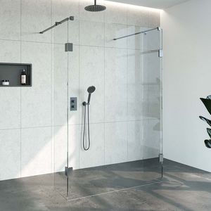 Doorloopdouche Compleet Just Creating Profielloos 140x200 cm 140/40/40 Gunmetal Sanitop