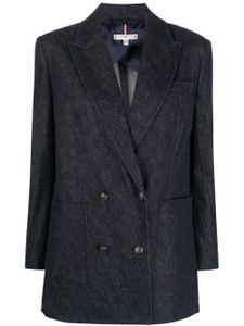 Tommy Hilfiger blazer en jean à boutonnière croisée - Bleu