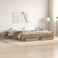 Bedframe met lades artisanaal eikenkleurig 180 x 200 cm