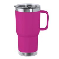 Warmhoudbeker/thermosbeker STACY - tumbler - grote koffiebeker - RVS - fuchsia roze - 590 ml Warmhoudbeker/thermosbeker STACY - tumbler - grote koffiebeker - RVS - fuchsia roze - 590 ml