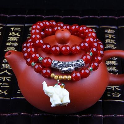 Fashion Jewelry accessoire granaat kralen armband (rode Agaat & olifant)