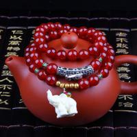 Fashion Jewelry accessoire granaat kralen armband (rode Agaat & olifant)