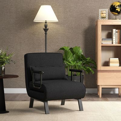 4-in-1 Slaapstoel Inklapbaar Slaapbank met 5 Standen Verstelbare Rugleuning Bankbed Zwart/Donkergrijs/Koffie/Lichtgrijs