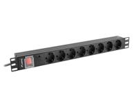 Lanberg PDU-08F-0200-BK energiedistributie 8 AC-uitgang(en) 1U Zwart