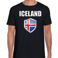 IJsland vlag thema landen t-shirt - zwart - voor heren - Supporters kleding - korte mouwen