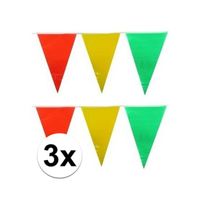 3x plastic vlaggenlijn geel/rood/groen 10 meter   -