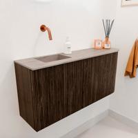 Toiletmeubel Mondiaz Joya Dlux | 91.6 cm | Meubelkleur Walnut | Faye wastafel Saba Wasbak Links | Zonder kraangat(en)