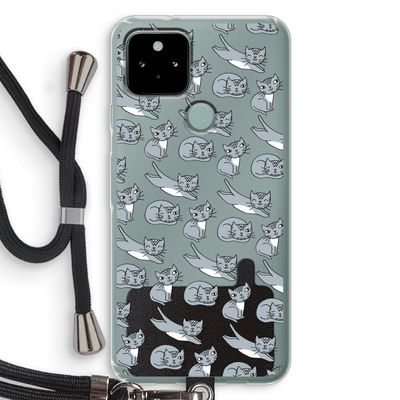 Poezen: Pixel 5 Transparant Hoesje met koord