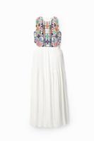 Etnische jurk met cut-out - WHITE - XL - thumbnail