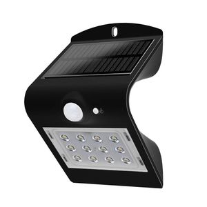 LED Solar Wandlamp - 1.5 Watt - 4000K Neutraal wit - IP65 - Zwart - Met bewegingssensor