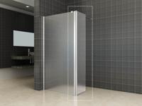 Wiesbaden Zijpaneel 35 x 200 cm met scharnierprofiel links chroom met 10 mm NANO geheel matglas