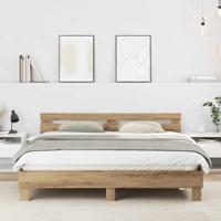Bedframe met hoofdeinde Artisan Eiken 180 x 200 cm Bewerkt hout