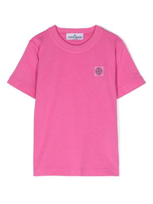 Stone Island Junior t-shirt en coton à patch logo - Rose