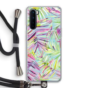 Tropical Palms Blue: OnePlus Nord Transparant Hoesje met koord