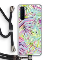 Tropical Palms Blue: OnePlus Nord Transparant Hoesje met koord