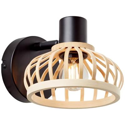 Brilliant WandlampNorah zwart met hout - 99737/76