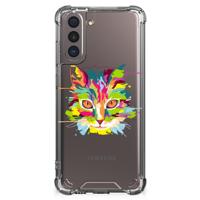 Samsung Galaxy S21 Stevig | Bumper Hoesje | Cat Color