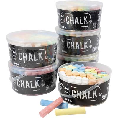 Creativ Company Stoepkrijt, afm 2,5x12 cm, diverse kleuren, 6x50 stuk/ 1 doos