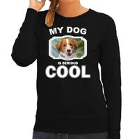 Kooiker honden sweater / trui my dog is serious cool zwart voor dames - thumbnail