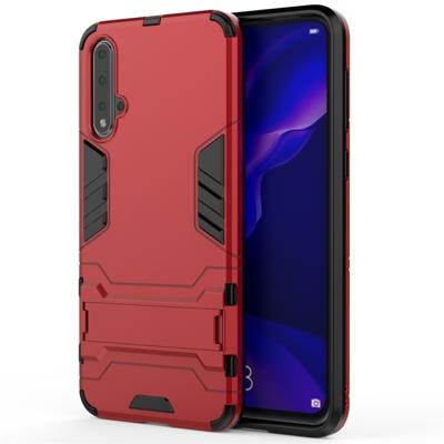 Voor Huawei Nova 5/Nova 5 Pro schokbestendige PC + TPU beschermhoes met onzichtbare houder (rood)