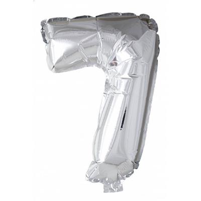 Folie ballon nummer &apos;7&apos; zilver 86cm