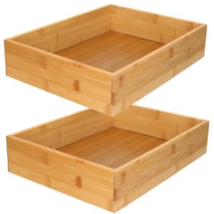 Gerimport Kast/lade sorteer organizer - 2x stuks - bamboe hout - bakje - 32 x 24 x 7 cm