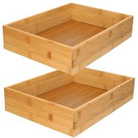 Gerimport Kast/lade sorteer organizer - 2x stuks - bamboe hout - bakje - 32 x 24 x 7 cm Gerimport Kast/lade sorteer organizer - 2x stuks - bamboe hout - bakje - 32 x 24 x 7 cm