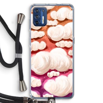 Katoen Wolken: Motorola Moto G9 Plus Transparant Hoesje met koord