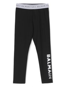 Balmain Kids legging à empiècement à logo - Noir