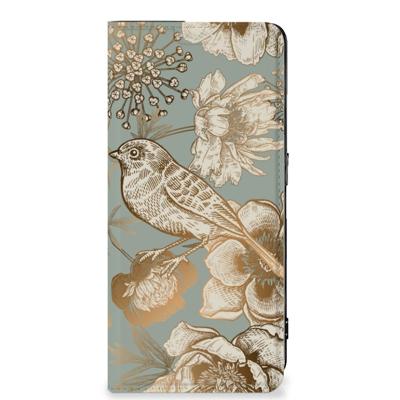 Smart Cover voor OPPO Reno8 Pro Vintage Bird Flowers Smart Cover voor OPPO Reno8 Pro Vintage Bird Flowers