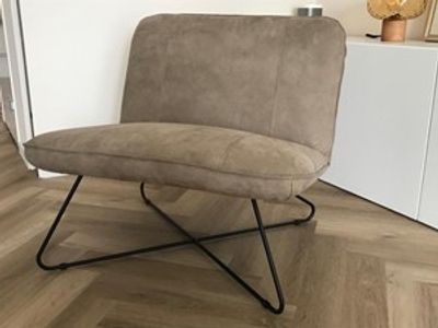 Leren fauteuil zonder armleuning met kruisframe - bruin leer - Echt leer, Industrieel, ontdek de vele Leersoorten en Kleuren bij ShopX