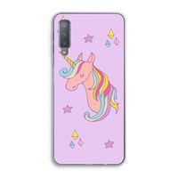 Roze eenhoorn: Samsung Galaxy A7 (2018) Transparant Hoesje