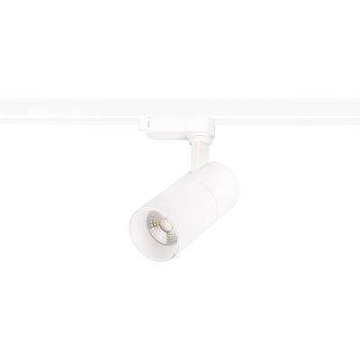 LED Railverlichting - Track Spot - Prixa Pina - 1 Fase - 20W - Helder/Koud Wit 6500K - Mat Wit - Rond - Aluminium