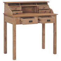 The Living Store Massief teakhouten bureau met 6 lades - 90x50x100 cm - Rustieke charme - thumbnail