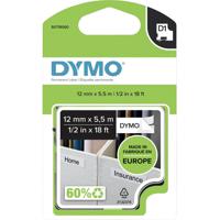 Labeltape DYMO D1 S0718060 Polyester Tapekleur: Wit Tekstkleur:Zwart 12 mm 5.5 m