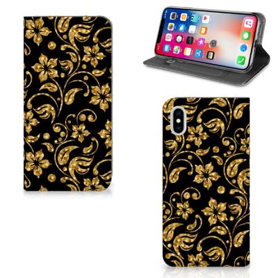 Apple iPhone Xs Max Smart Cover Gouden Bloemen Apple iPhone Xs Max Smart Cover Gouden Bloemen