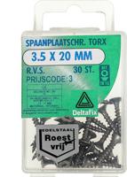 Sp.pl.schr.torx 3,5x20mm rvs 30st - Deltafix Sp.pl.schr.torx 3,5x20mm rvs 30st - Deltafix
