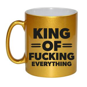 Feest cadeau koffie/thee mok voor King - goud - King of everything - keramiek - 300 ml