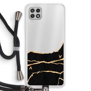 Gouden marmer: Samsung Galaxy A22 4G Transparant Hoesje met koord
