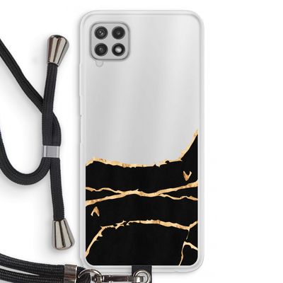 Gouden marmer: Samsung Galaxy A22 4G Transparant Hoesje met koord