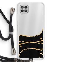 Gouden marmer: Samsung Galaxy A22 4G Transparant Hoesje met koord